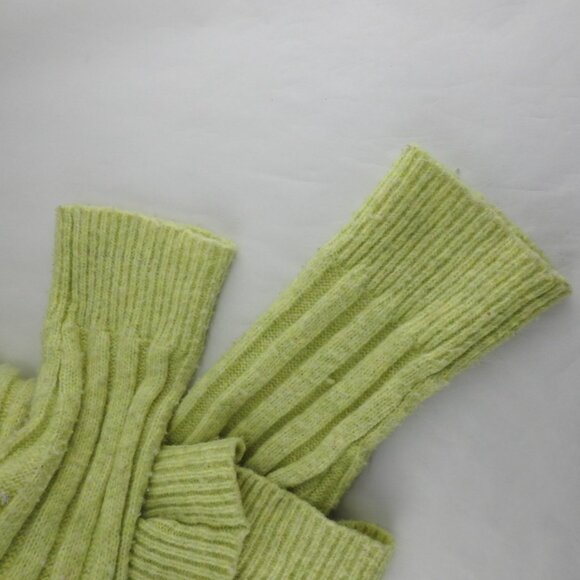 Hippie Rose Cropped Sweater Junior's Sz Large Yellow Lime Fuzzy Long Sleeve - Picture 5 of 5